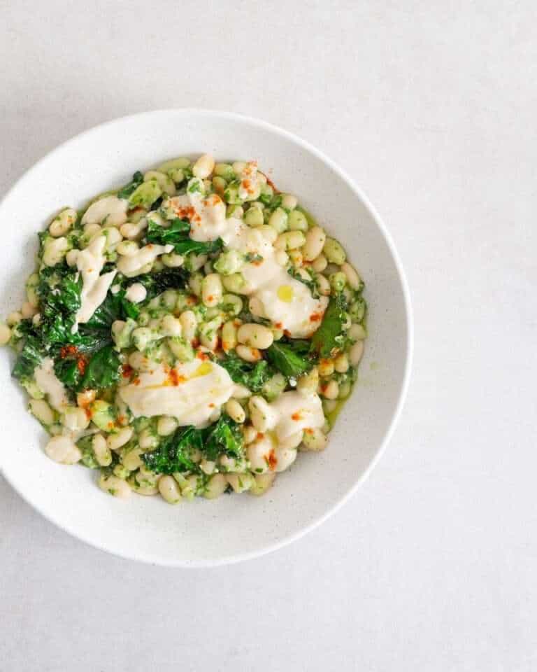 Tender Beans with Herbs & Tahini