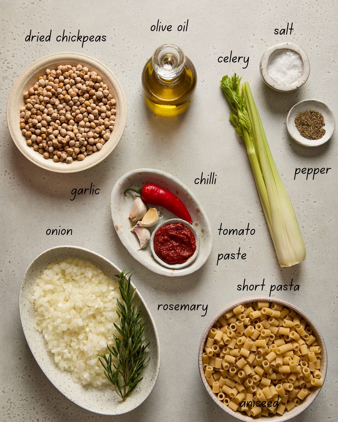 Pasta e Ceci ingredients picture